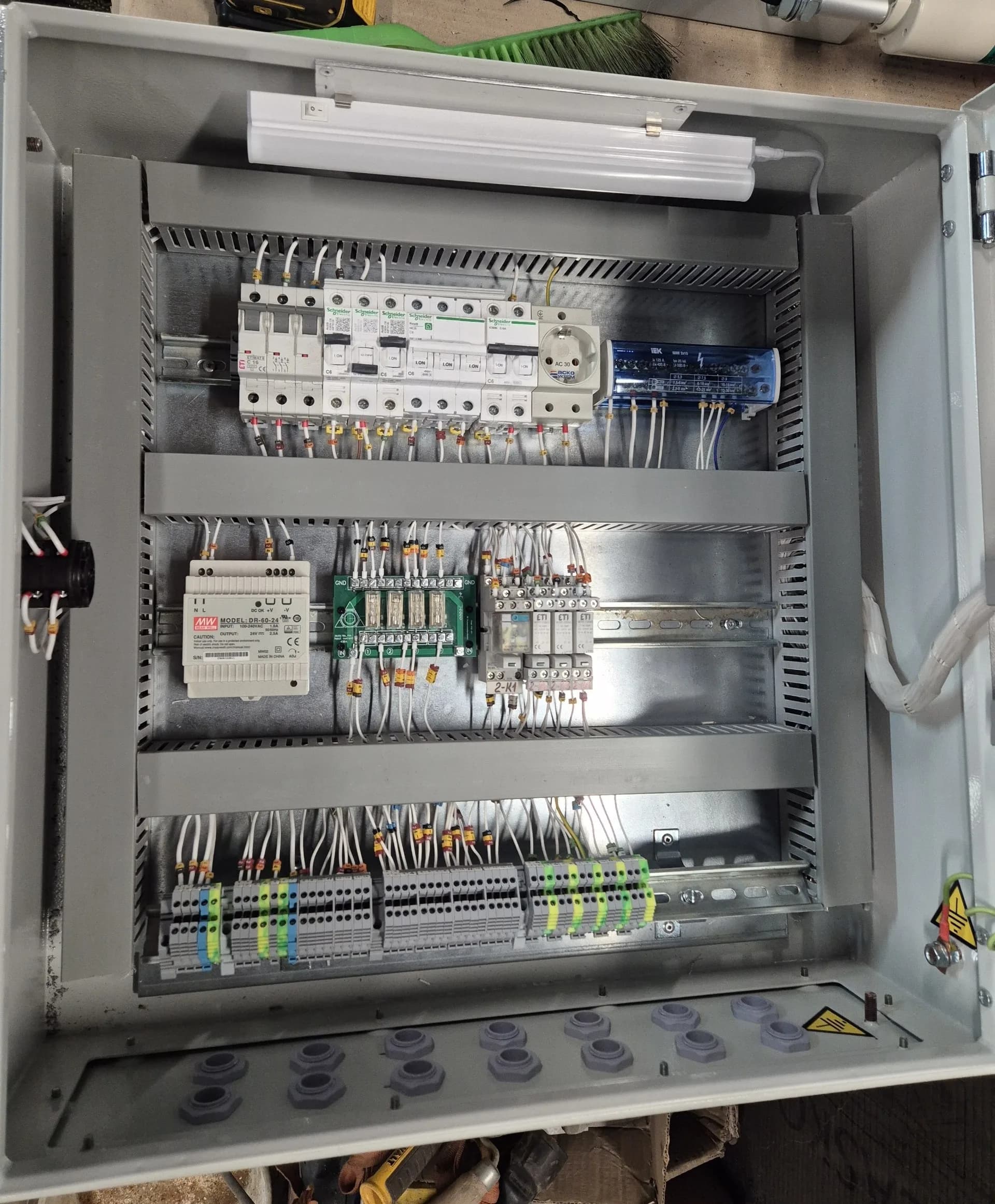 Control cabinet for a synthetic wadding drying chamber 2
